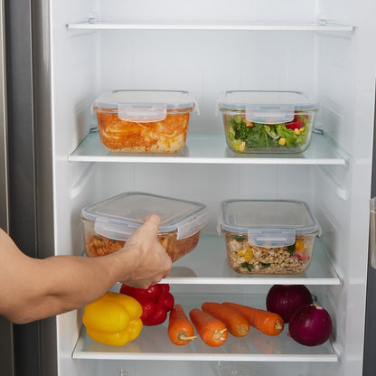 Glass Food Storage Containers with Lids 2 Pack – 63oz Large Airtight Snap Lock Meal Prep Containers, Leak Proof Glass Dish with Lid for Oven, Microwave & Refrigerator, Food Transport Tubs