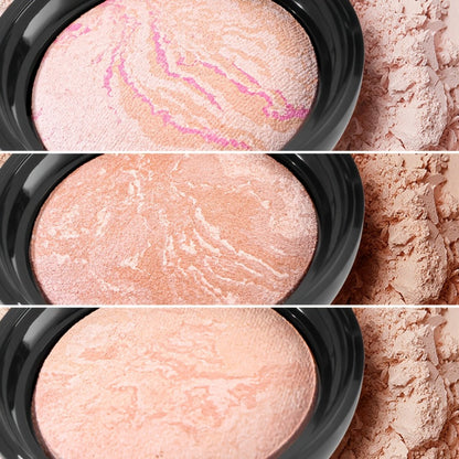 Marbled Pressed Powder Foundation Compact with Mirror in Six Shade Labels from Rose to Sand
