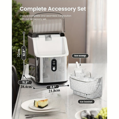 Countertop Ice Maker with 26 lb Bullet or 35 lb Nugget Ice Options, Basket, Scoop and Four Colors