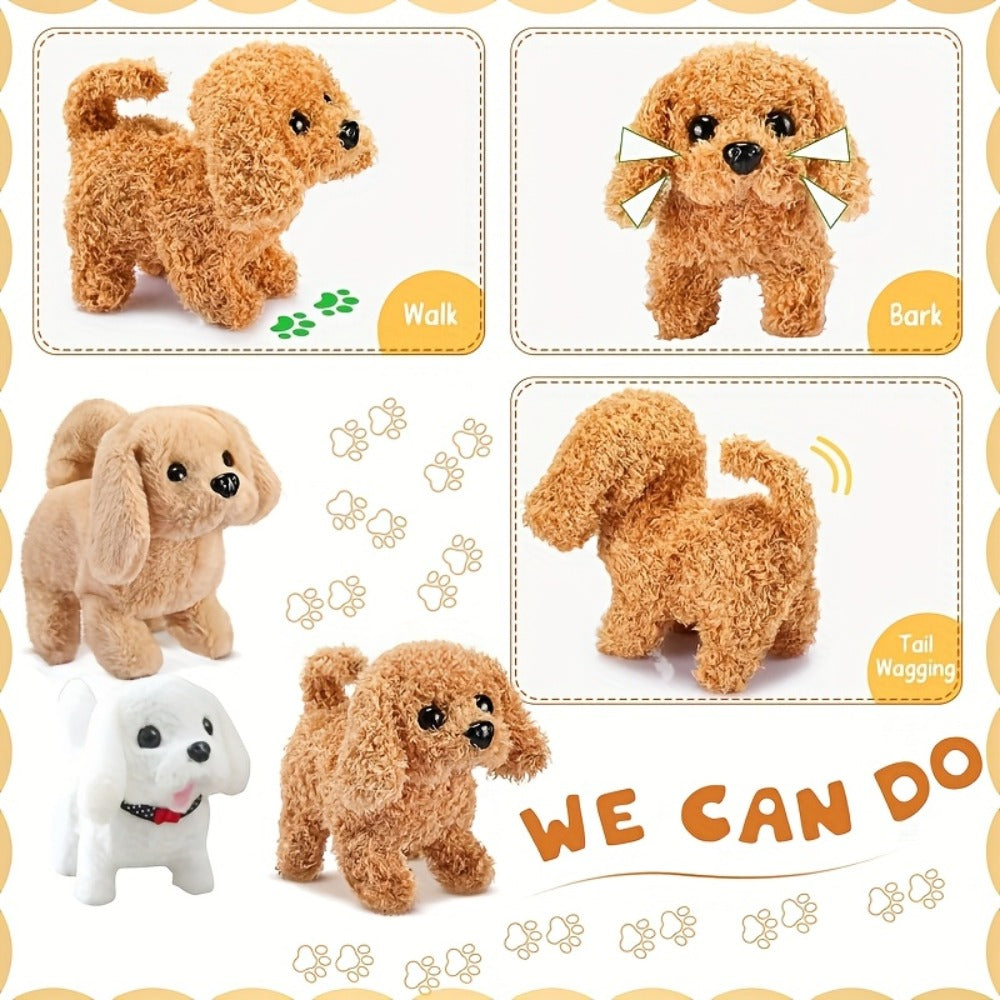 Electric Robot Dog Toy That Walks, Barks & Wags Tail – Realistic Cute Pet Toy for Kids, Birthday & Holiday Gift for Boys & Girls, Brown / White / Teddy