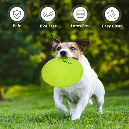 Dog Flying Disc 2-Pack 7 Inch - Natural Rubber Floating Frisbee for Dogs, Outdoor Fetch & Water Toy for Pool Beach Training, Doubles as Drinking Bowl, Interactive Dog Disc Toy