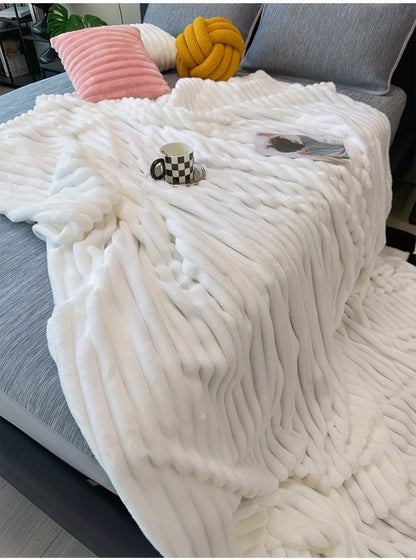 Channel-Textured Throw Blanket in Seven Colors and Four Displayed Size Options from 50 x 60 to 108 x 90 Inches