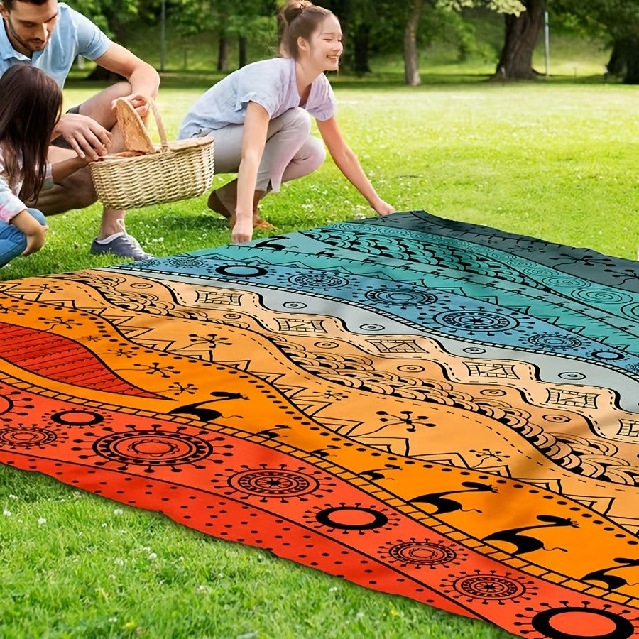 Printed Beach Mat with 19 Exact Size-and-Pattern Options, 198 x 205cm to 275 x 305cm with Stakes and Pouch