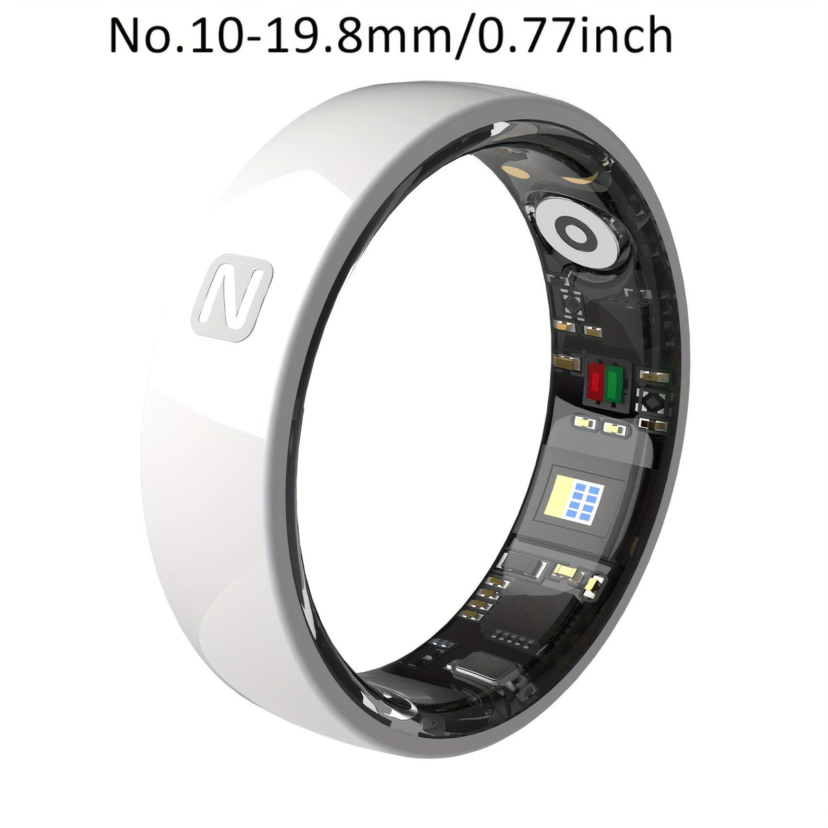 N-Style Smart Ring with Screenless Sensor Design, Charging Case, Black, Pink or White Finish and Sizes 7–13