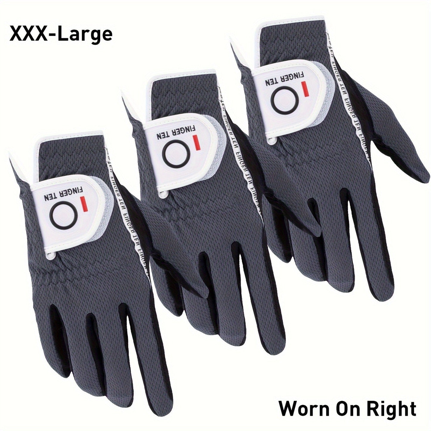 Wet Weather Golf Gloves Rain Grip 3-Pack for Men | Breathable Water-Resistant Golf Gloves for Left & Right Hand – Durable Comfortable Fit in Hot & Wet Conditions (Black, Gray, White | S–3XL)