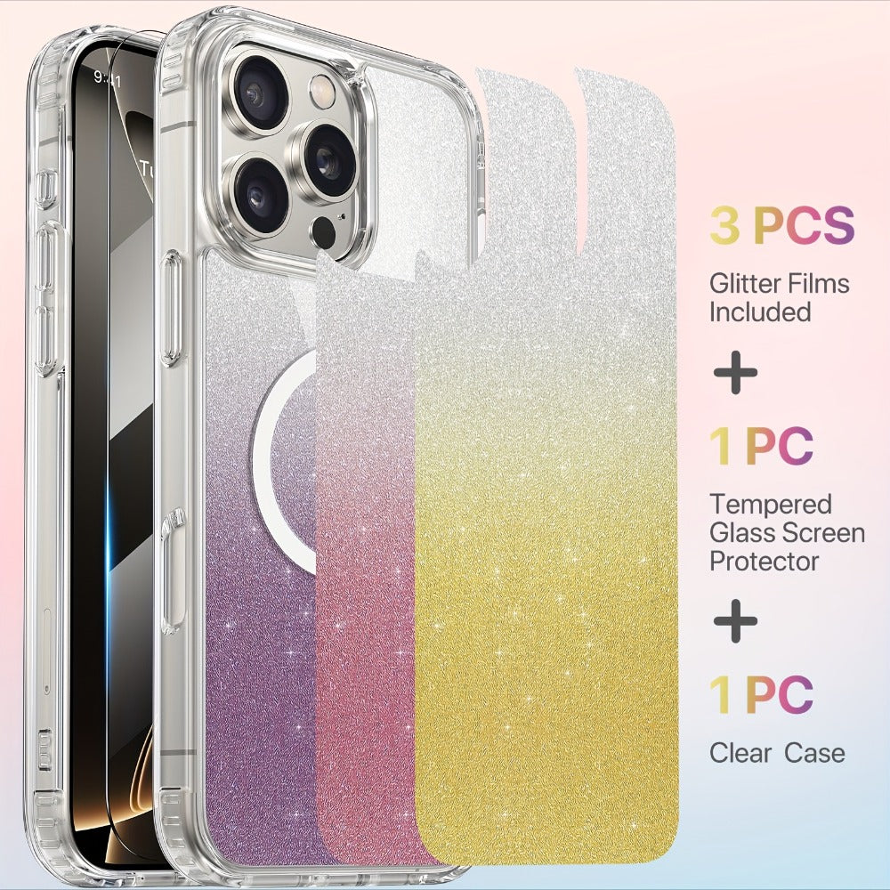 MagSafe iPhone Case with Screen Protector & Camera Lens Protector – N52 Super Magnet Shockproof Clear TPU PC Cover, Anti-Yellow, 3-in-1 Bundle for iPhone 16 16 Plus 16 Pro 16 Pro Max 15 14 13 11