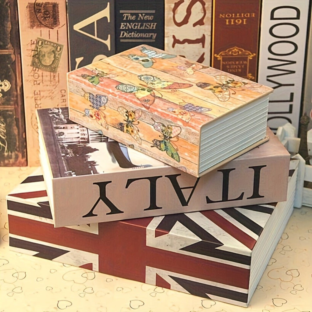 Book Safe Storage Organizer with Key Lock and Butterfly or Rose Cover for Money and Jewelry