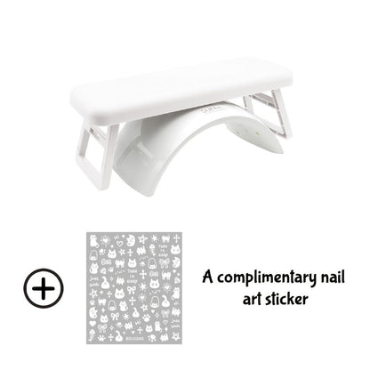 Folding Nail Armrest Stand in Pink, White or Purple with Selected Nail Sticker Checkout Options