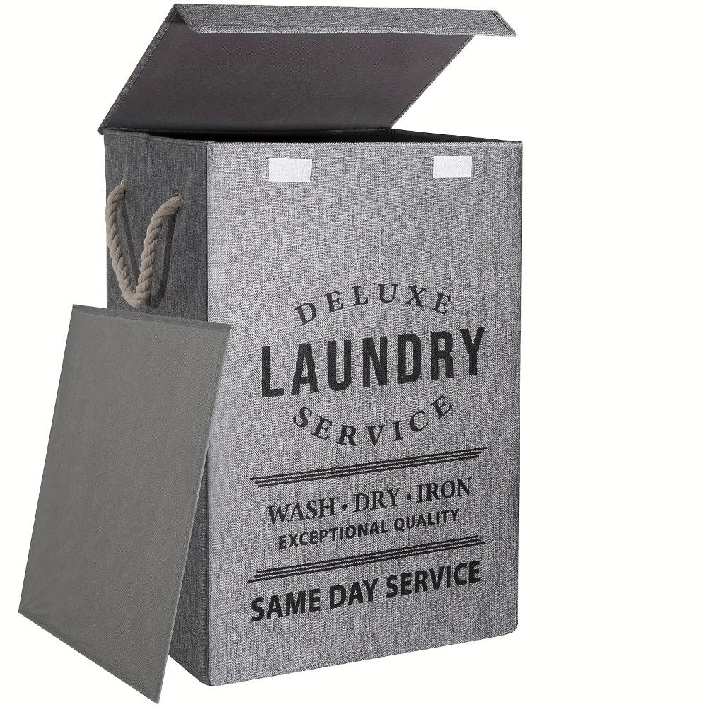 Laundry Hamper Collection in Black or Gray Lidded Styles and One- or Three-Pack Foldable Basket Options
