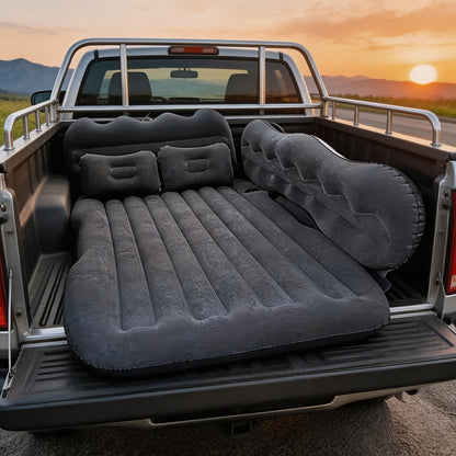 Inflatable Car Bed Plush Folding Design with Storage Bag & Tool Kit Soft Skin-Friendly Comfortable Outdoor Car Air Mattress for Camping Travel Road Trip, Multiple Colors