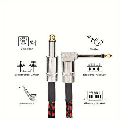 Guitar Bass Amplifier Cable with RCA Connectors, 10ft & 20ft, Tinned Copper Core, Durable Flexible Round Design