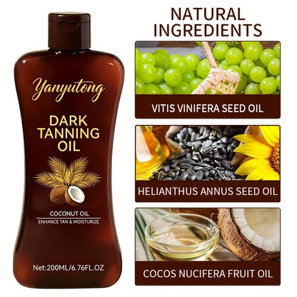Sun Tanning Oil 200ml - Deep Golden Tan Accelerator Body Oil for Beach & Outdoor, Moisturizing & Nourishing Summer Skin Care for All Skin Types, Men & Women