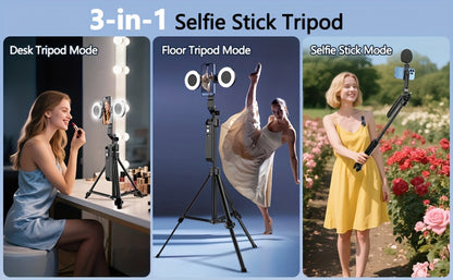 AI Face Tracking Vlogging Kit All-in-One with 70.9 Inch Tripod, LED Fill Light & Microphone – 360° Auto Tracking Content Creator Bundle for TikTok YouTube Instagram, iPhone & Android Compatible
