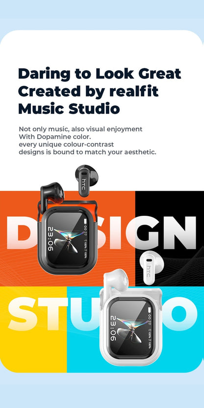 AI Translation Earbuds with Color Touchscreen Charging Case in Black or White and Five Bundle Options