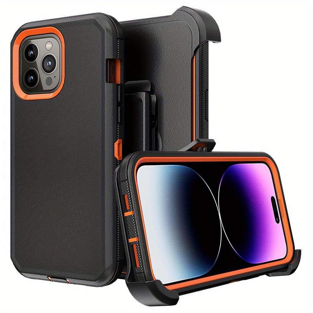 Phone Case Dual-Layer TPU and PC Cover with Rotating Belt Clip Holster and Qi Support for iPhone 14 Models