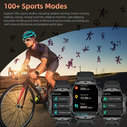 Smartwatch – Illumination Light K33 Khaki – Full Touch, 100+ Sport Modes, Wireless Calling, Music Playback, Remote Camera, Weather…