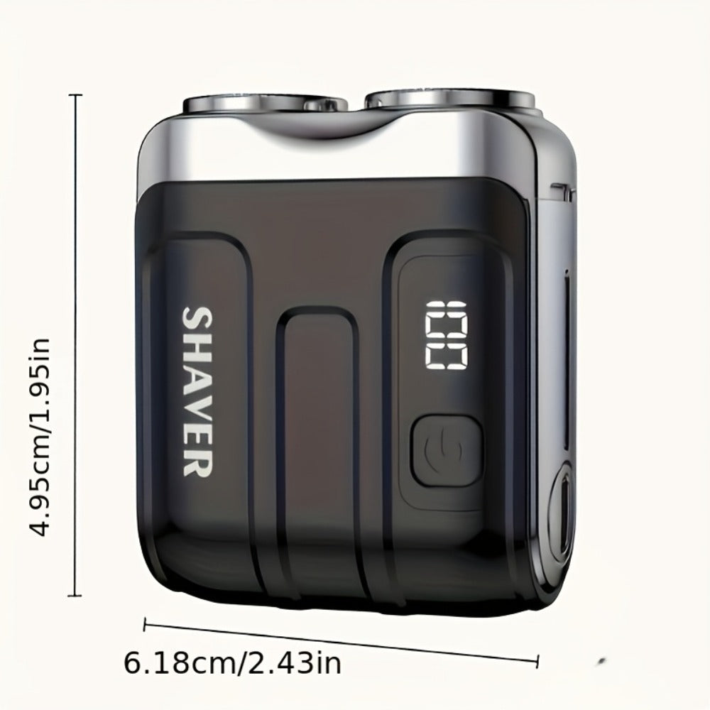 Mini Travel Shaver for Men Dual Floating Blade USB Rechargeable Compact Electric Razor with Digital Display Pocket Size Clean Shave Classic Black Gift for Him Holiday Christmas