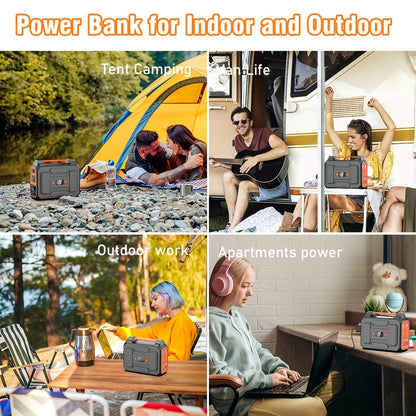 Portable Power Station with 146Wh or 300W Source Configurations, AC, DC, USB and LED Light