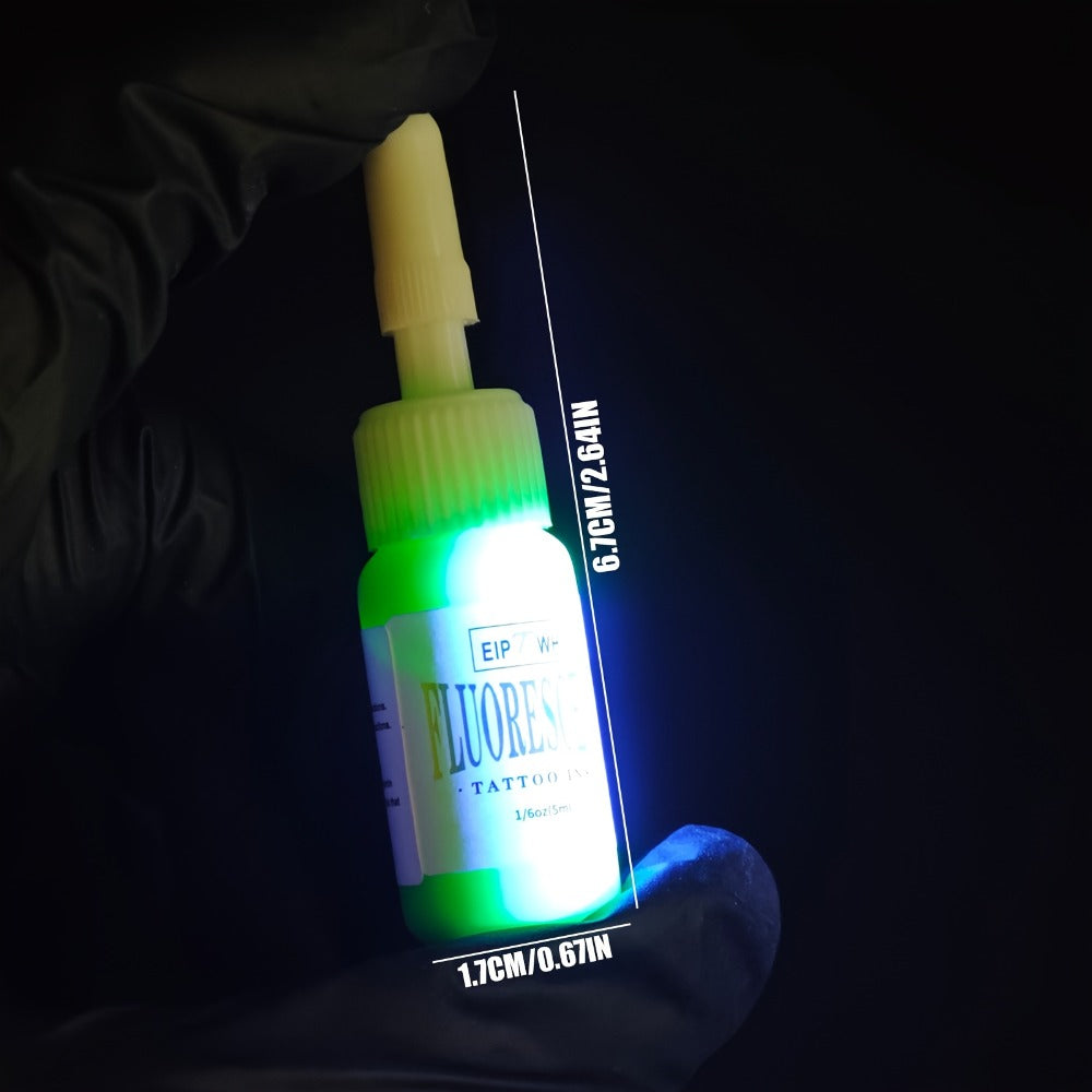 UV Tattoo Ink Set 10 Colors Fluorescent Neon Glow Blacklight Reactive Light-Reactive Long-Lasting Ink Bottles for Tattoo Artists Body Art Festival & Rave Events