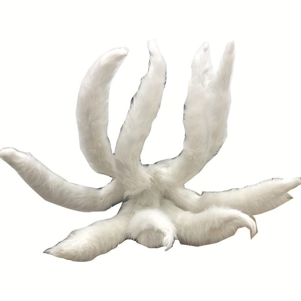 Costume Accessories Nine-Tailed Fox Prop, 31.5-Inch Knit Cover with Alloy Frame for Naruto and Ahri Styling