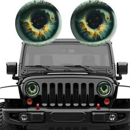 3D Beast Eye Headlight Stickers – Funny Car Headlight Decals for Jeep Round Headlights, Truck Body, Bumper & Window Decoration, Reusable PVC Glossy Stickers (1 or 2 Pairs)