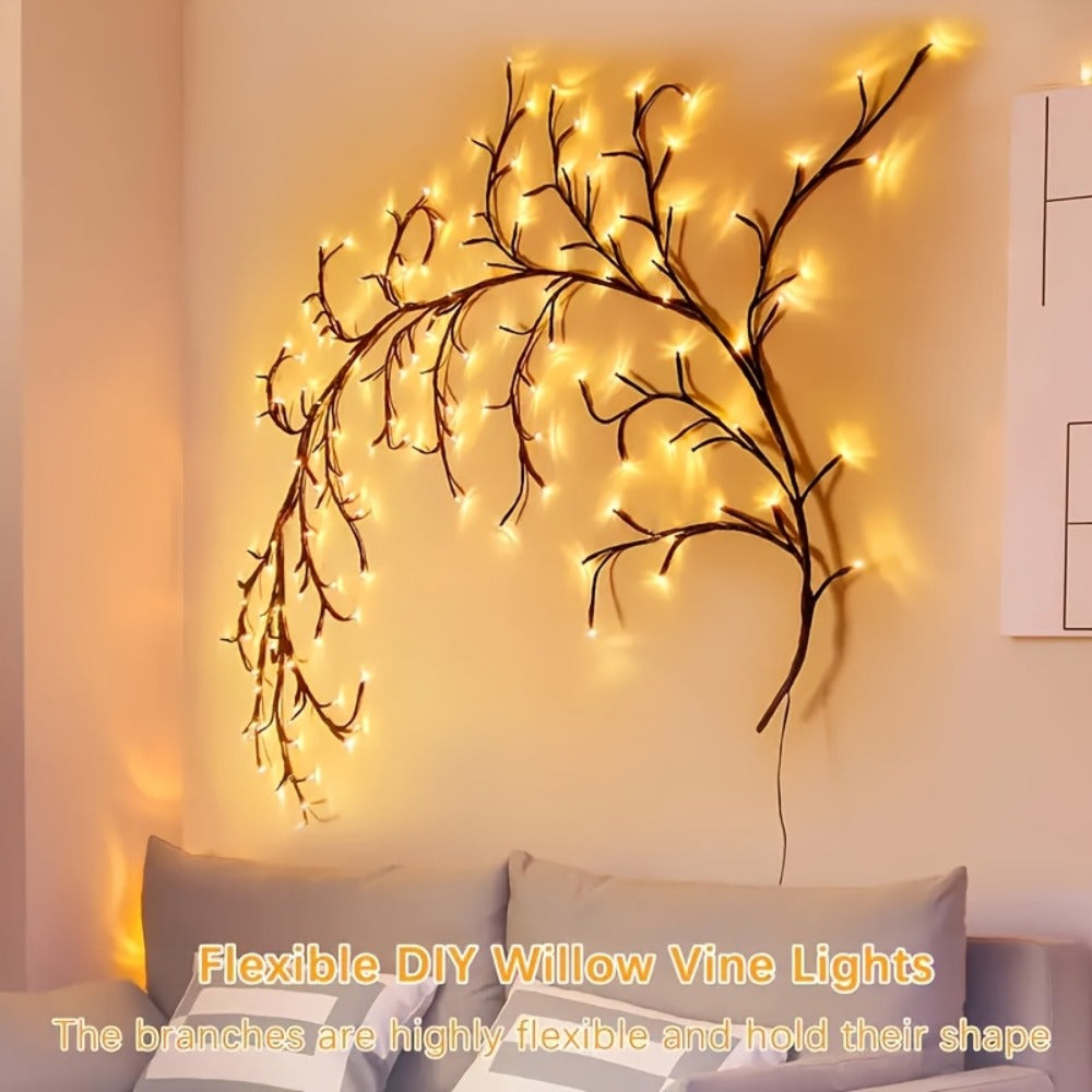 LED Vine Fairy Lights for Wall Decor – 96 LEDs Enchanted Willow Branch Lights, 5.9Ft Warm White Artificial Plant String Lights for Bedroom, Living Room, Party & Christmas Decorations