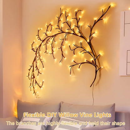 LED Vine Fairy Lights for Wall Decor – 96 LEDs Enchanted Willow Branch Lights, 5.9Ft Warm White Artificial Plant String Lights for Bedroom, Living Room, Party & Christmas Decorations