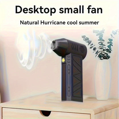 Portable Fan, USB-Rechargeable Handheld Model with Brushless Motor, High-Velocity Airflow and Built-In LED Light