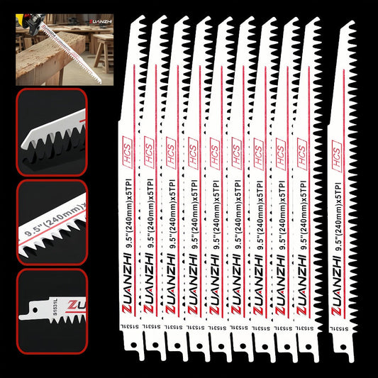 Wood Cutting Reciprocating Saw Blades 10PCS S1531L for Garden Pruning Branch Trimming Tree Cutting Sawzall Blade Set Compatible with Most Reciprocating Saws