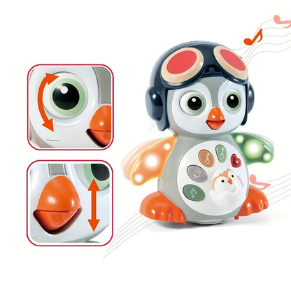 Interactive Dancing Penguin Baby Toy with Music, Lights & Crawling Motion – Infant Tummy Time Learning Toy, Sensory Light Up Musical Toy for Babies 6-12 Months, Easter Basket Stuffer & Baby Gift