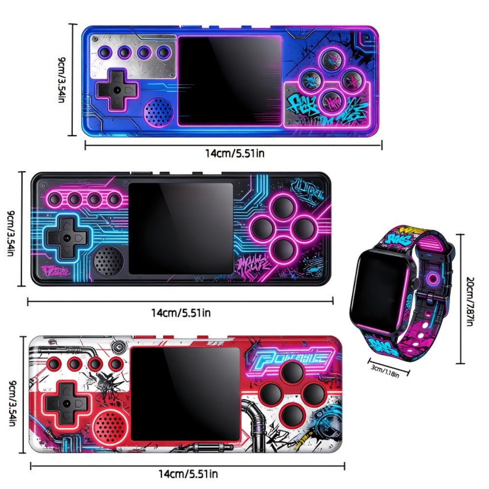 Retro Handheld Game Console Smart Watch Set HD Screen - Portable Classic Gaming Device 2-in-1 Bundle, Best Birthday Valentine Christmas Gift for Men Women Friends Family