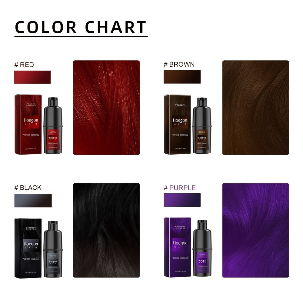 Hair Color Shampoo, Hoegoa Hair 3-in-1 100ml Color Foam with Purple, Black, Red or Brown Options