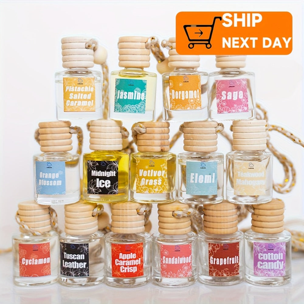 Car Air Freshener 4-Bottle Gift Set – Hanging Diffuser with 60-Day Lasting Fragrance, Multiple Scent Styles for Car Interior, Perfect Holiday Gift for Friends & Family