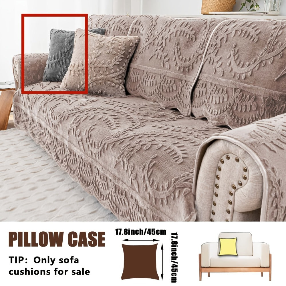 Sofa Cover Quilted Faux Rabbit Fur Plush Panels in 35.43-Inch Width with Seat, Pillowcase and Two-Piece Options