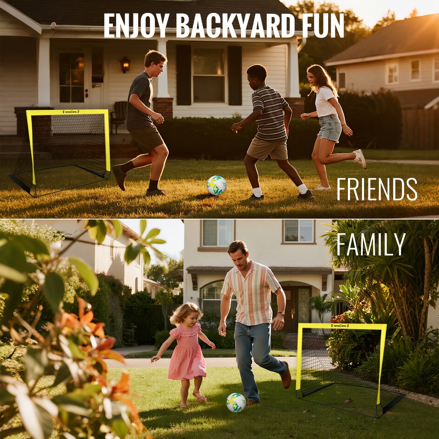 VavaCava Portable Soccer Goals 2-Pack 4'x3' – Pop-Up Net, 2 Balls, Pump & Carry Bag, Indoor Outdoor Backyard
