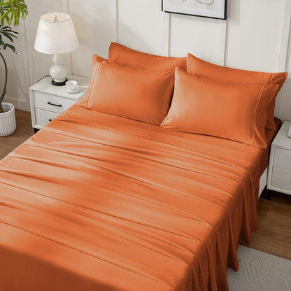 Bed Sheet Set Soft Breathable Cooling Microfiber Fitted & Flat Sheets with Deep Pockets – Wrinkle Free Hotel Luxury Bedding in Multiple Colors & Sizes
