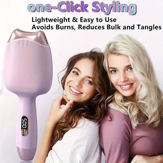 32mm Curling Iron Negative Ion Mini Portable Cat Ears Curler 3-Heat Settings Fast Heating Anti-Scald Design for Women Gift for Mother's Day Birthday Christmas Pink Purple