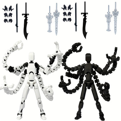 2pcs T13 Multi-Joint Action Figure Robot Set – 3D Printed Articulated Nova T-13 Mobile Robot Doll Desktop Decoration Game Enthusiast Collector Toy