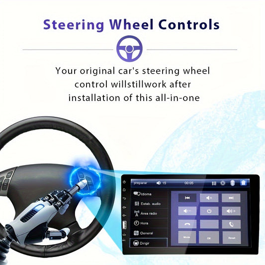 Single DIN 9 Inch Car Stereo - 1080P 2.5D HD Touchscreen MP5 Player, Mirror Link, FM Radio, AUX, USB, External Mic & Rear View Camera Included