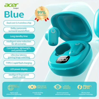 Acer OHR501 Dolby Surround Sound Wireless Earbuds Bluetooth 5.4 Semi-In-Ear TWS Intelligent Noise Cancellation Fingerprint Touch Control Ultra-Low Latency Type-C Fast Charging 8 Colors