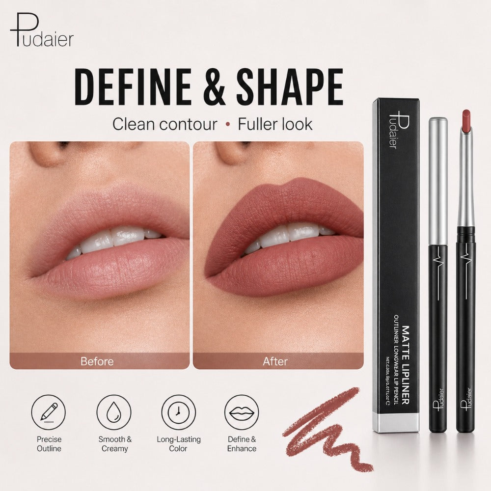 Matte Lip Liner Pencil with Eleven Numbered Checkout Shades from 01 to Color #17 for Defined Lip Looks