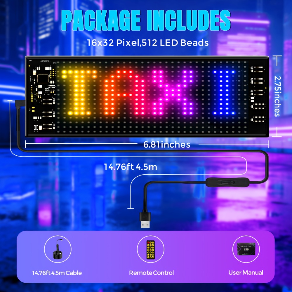 Flexible LED Matrix Display Sign Programmable Scrolling Text - Devil Eyes High Refresh Rate Battery Powered 6.81x2.76 Inch for Party Wedding Halloween Holiday 4th of July Decoration