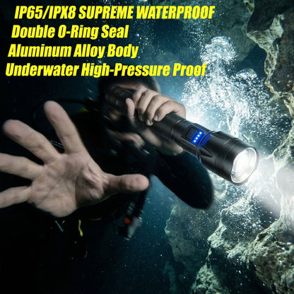 Flashlight 4000-Lumen P70 Zoom Torch with Five Modes, USB-C Charging and 18650 5000mAh Battery