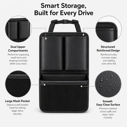 Car Trunk Organizer, Foldable PU Leather Multi-Pocket Bag with Bottle Slots, Adjustable Straps and 1- or 3-Piece Options