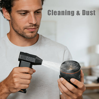 Rectangular Cordless Air Duster with 80000Rpm Body-Only or 150000Rpm Vacuum Set Labels Pictured