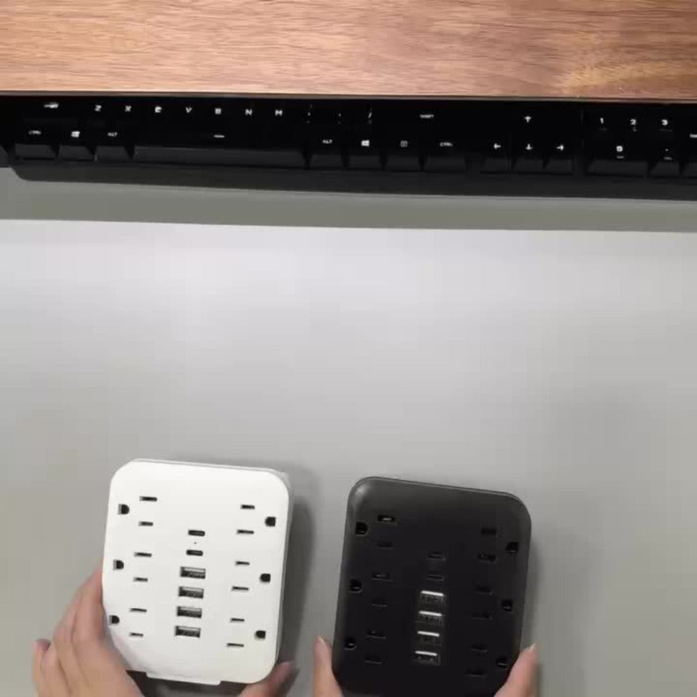 Power Strip Direct-Wall 12-in-1 Outlet Extender with 6 AC Outlets, 4 USB-A, 2 USB-C and 110–130V Input