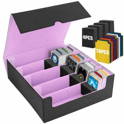 Five-Row Trading Card Storage Box with 48 Dividers, Five Foam Supports and 3200+ or 4000+ Capacity Options