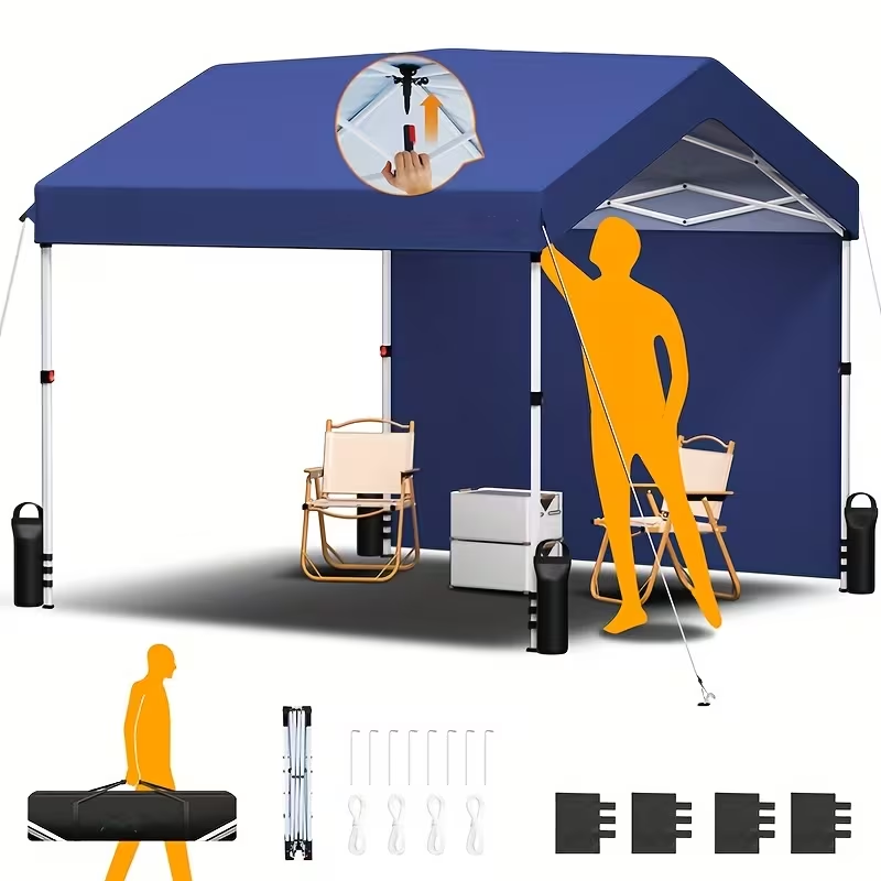 Center-Lock 10x10ft Pop-Up Canopy Tent with Three Height Settings and Optional Three-Sidewall Packages