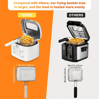 Electric Deep Fryer 1500W – 84.54oz Large Capacity, Adjustable Temperature Control, Non-Stick Basket, Viewing Window, Removable Lid, One-Touch Switch, Easy to Clean, Black & White Options
