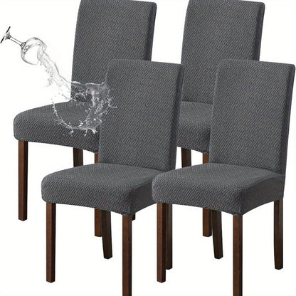 Textured Stretch Dining Chair Covers in Beige, Gray, Chocolate, Black, Khaki or Burgundy, Four- or Six-Piece Sets